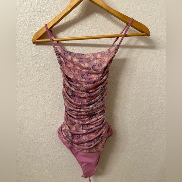 NWT Free People Milkshake Mesh Butterfly Ruched Bodysuit - Picture 3 of 8